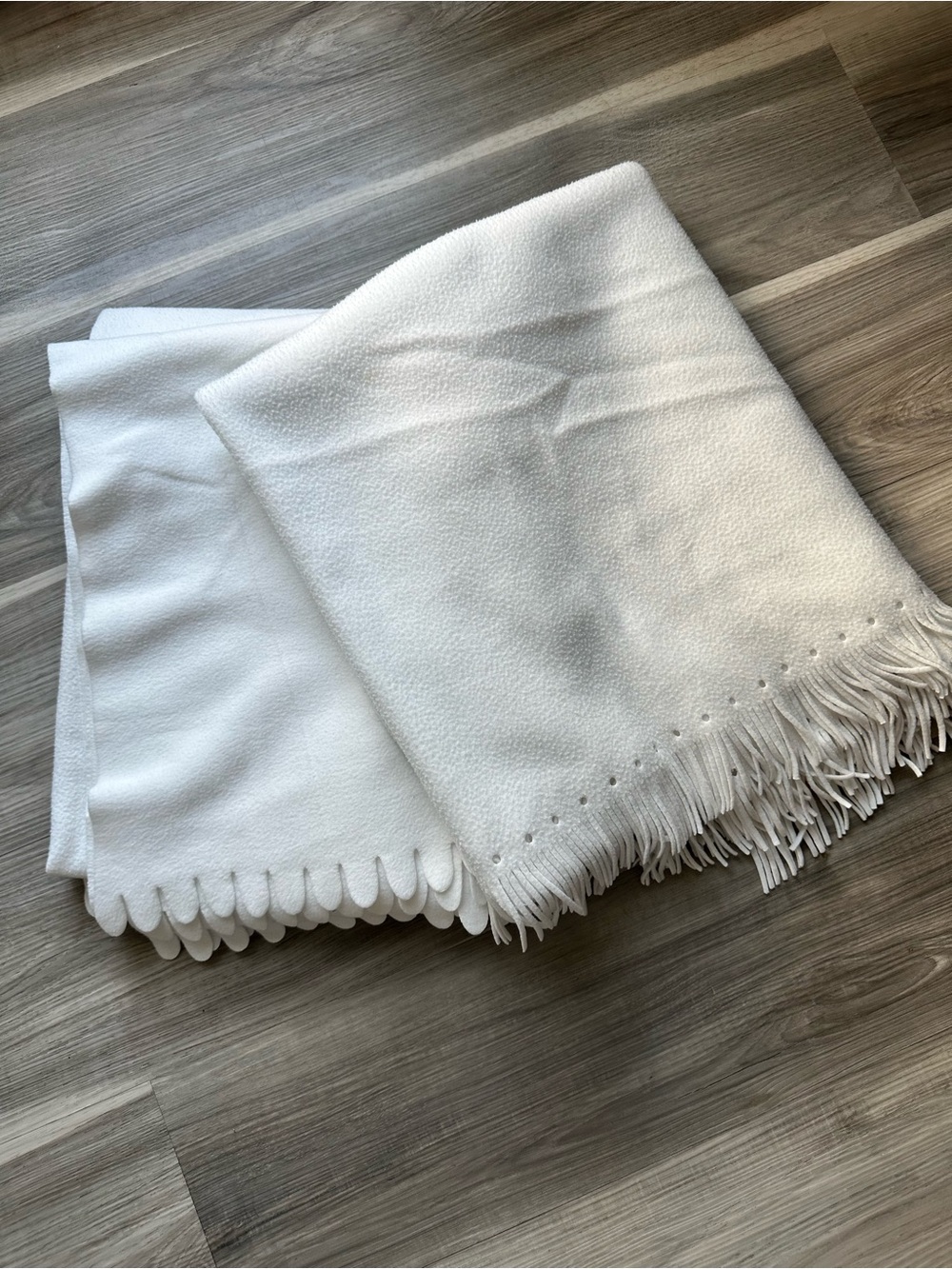 Set of 2 White Cozy Fleece Fringe Throw Blanket - Home Accents